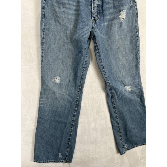 Guess Jeans Mens 30 Blue Distressed Straight Leg Denim Vintage Style Y2K 2000s - Picture 8 of 12